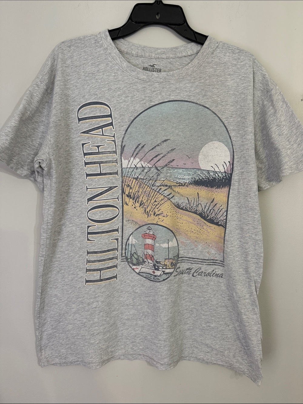 Hollister DISTRESSED Graphic Gray  T Shirt Hilton Head Size XS